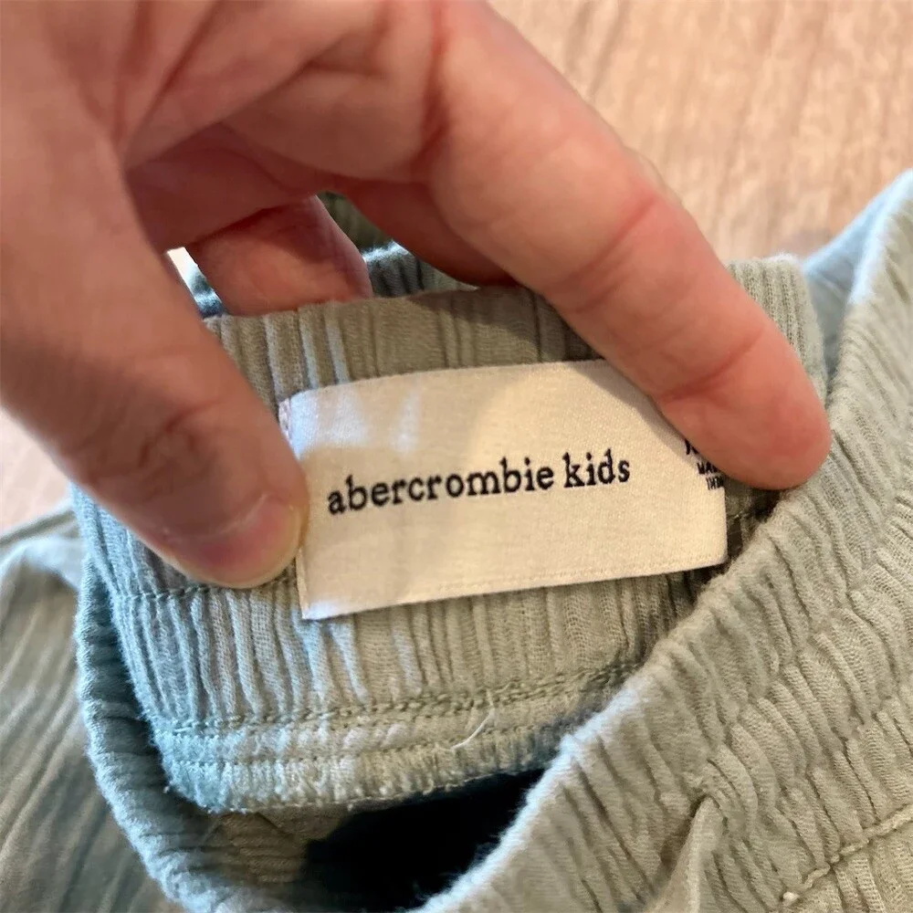 Abercrombie Kids Pants Girls 13/14 Sage Green Gauze Wide Leg Drawstring